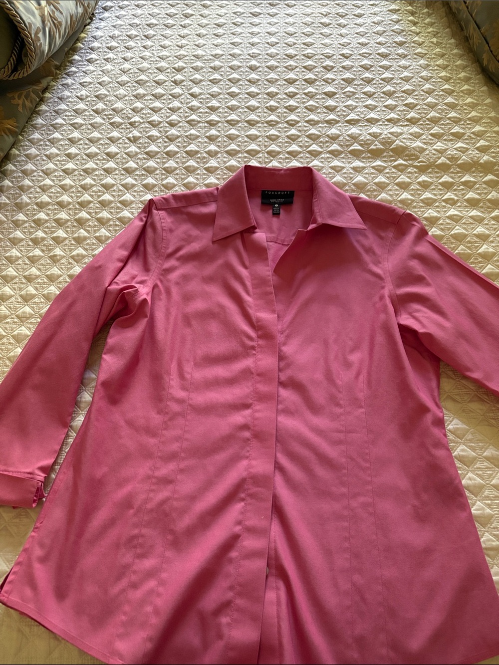 Foxcroft tunic button down shirt 3/4 length sleeve